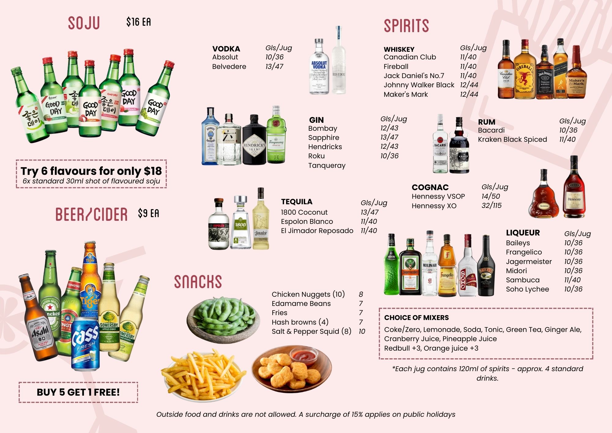 Booths Karaoke | Menu